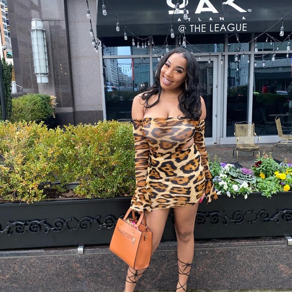 Leopard print mesh 2 piece set - Picture 1 of 2